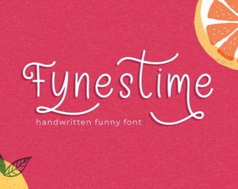 Fynestime Font, Note Font, Cute Font, School Font, Branding Font, Kids Font, Cricut Font, Beautiful Font, Vintage Font, Display Font