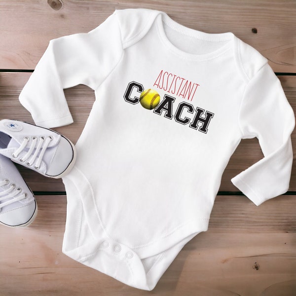 Assistant Coach Softball Onesie®, Softball Onesie®, Baseball Baby Gift, Game Day Onesie®, Softball Bodysuit, Softball Baby