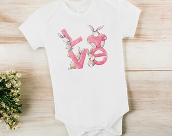 Love Bunny Onesie®, Cute Easter Onesie®, Easter Outfit, Bunny Easter Outfit, Baby Easter Outfit