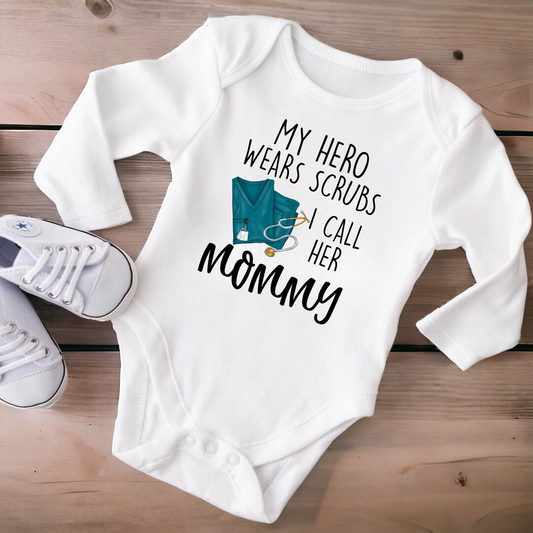 My Hero Wears Scrubs Onesie®, Scrubs Onesie®, Custom Healthcare Onesie