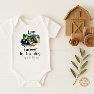 Future Farmer Baby Onesie®: Tractor Design, Organic Cotton Option