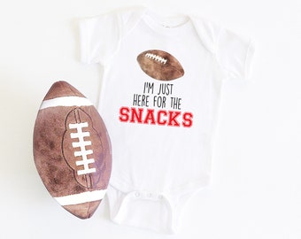 Here For The Snacks Onesie®, Football Onesie®, Football Baby Gift, Game Day Onesie®, Football Bodysuit, Football Baby, Superbowl Outfit