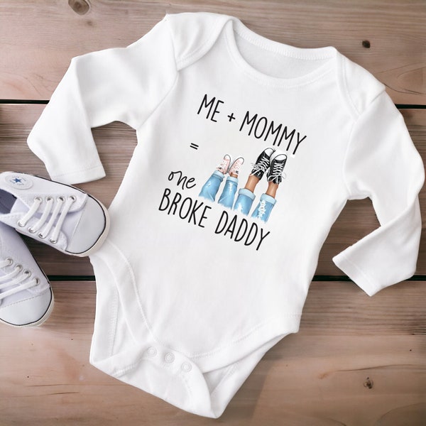 Me Plus Mommy Equals One Broke Daddy, Mommy and Me Onesie®, Kids Mommy and Me Outfit, Funny Kids Shirt, Funny Baby Bodysuit