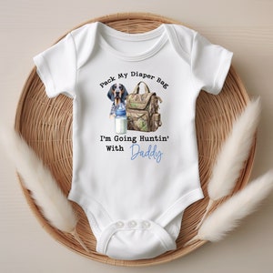 Hunting Buddy Onesie, Hunting With Daddy Onesie, Hound Dog Hunting Theme, Outdoors, Nature Lover, Hunting With Daddy, Camo Baby Outfit