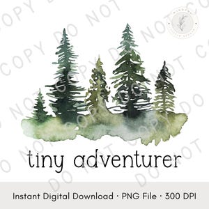 Tiny Adventurer PNG | Watercolor Baby Onesie Design | Digital Download for Sublimation & DTF | Kids Adventure Quote PNG | Instant Download