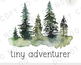 Tiny Adventurer PNG | Watercolor Baby Onesie Design | Digital Download for Sublimation & DTF | Kids Adventure Quote PNG | Instant Download