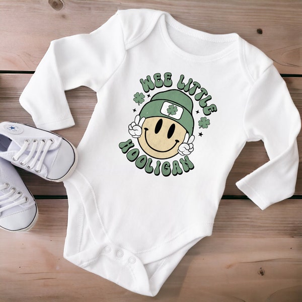 Wee Little Hooligan Onesie®, Baby Boy St Patrick's Day Onesie®, March Baby Outfit, Cool St Patrick's Day Outfit, Retro Outfit