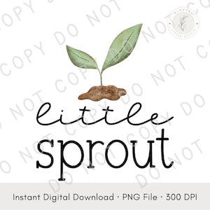 Little Sprout Digital Design | Watercolor Baby PNG | Neutral Botanical Clipart | Minimalist Nursery Graphic | Printable Wall Art Download