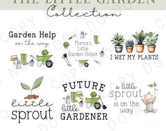Little Garden Collection PNG Bundle – Gardening Clipart for Crafters | Botanical Plants, Tools, Flowers & Pots | Digital Download
