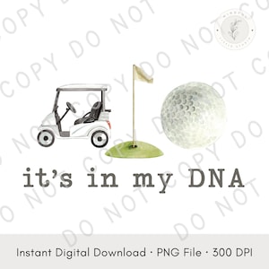 Está en mi ADN Golf PNG – Diseño digital deportivo para bebé / Descarga imprimible para sublimación, DTF o Cricut / Diseño de mono de golf para bebé