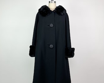 1960's Faux Fur Collar Overcoat M