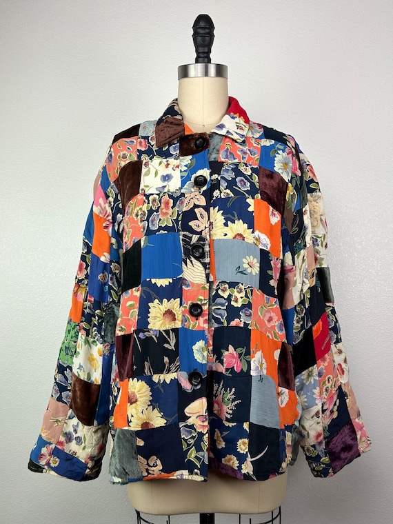 1990's Patchwork Quilt Jacket - image 1