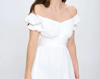 Off Shoulder Ruffle Mini Spring Dress