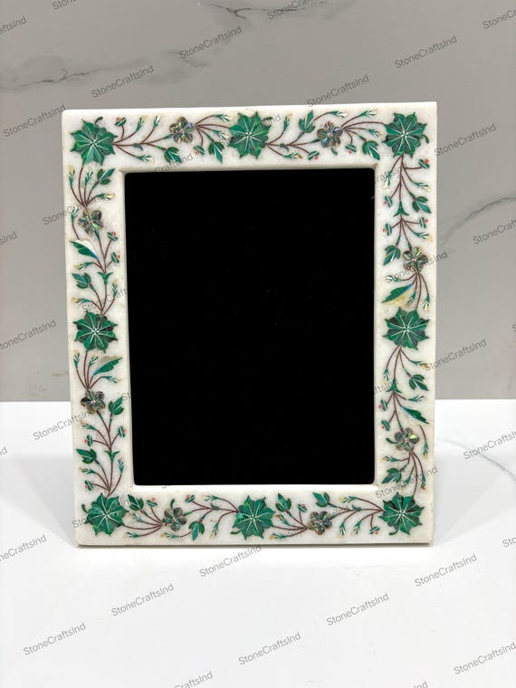 額縁 Picture Stone with Frame Marble Inlaid Picture Frame With Natural Malachite Stone