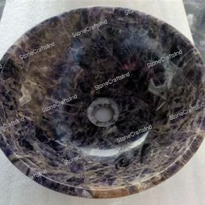 Amethyst Stone Sink, Purple Stone Sink Hand Carved Marble Sink, Counter Top Wash Basin, Farmhouse Decorative Sink, Sink for Farmhouse Decor
