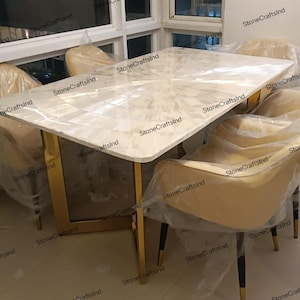 Selenite Coffee Dining Table Top, Handmade Selenite Stone Dining Living Room Table Top, Sunburst Stone Console Table, Home Decor Furniture