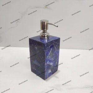 Lapis Lazuli Soap Dispenser, Natural Lapis Lazuli Bathroom & Kitchen Soap Dispenser, Bathroom Accessories, Soap Dispenser Bathroom Decor