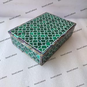Malachit Schmuckschatulle, natürliche Malachit & Abalone Muschel zufällige Arbeit, handgemachte Kunst Sammler Schmuckschatulle Geschenk für Mutter, Jubiläumsgeschenke