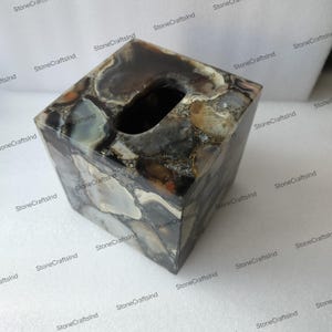 Caja de pañuelos de ágata, caja de pañuelos de baño de piedra de ágata, elegante porta pañuelos, servilletero de piedra natural hecho a mano, accesorios de cocina y baño