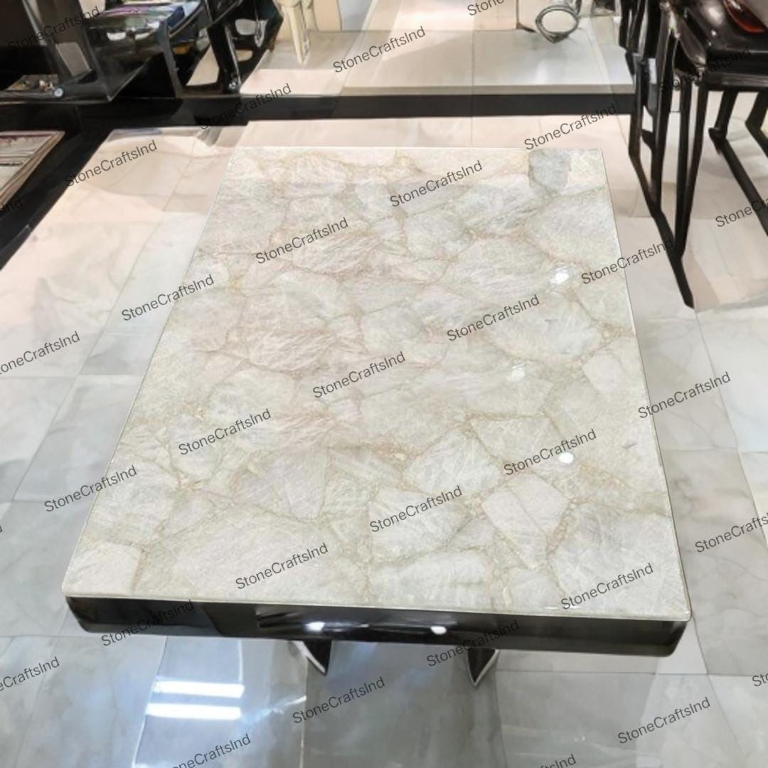 White Crystal Quartz Table Top, Natural Agate, Home Furniture - Etsy