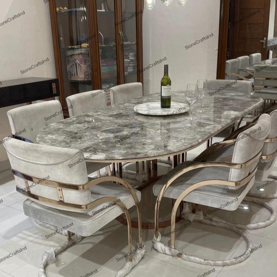 Oval Smoky Quartz Coffee Dining Table Top Natural Smoky Quartz Console Table Sofa Center Table Table Dining Room Furniture Etsy
