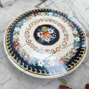 Marble Coffee Dining Table Top / Beautiful Handmade Marble Inlay Italian Art Work / Center Table / Side Table / Marble Handicraft Interior