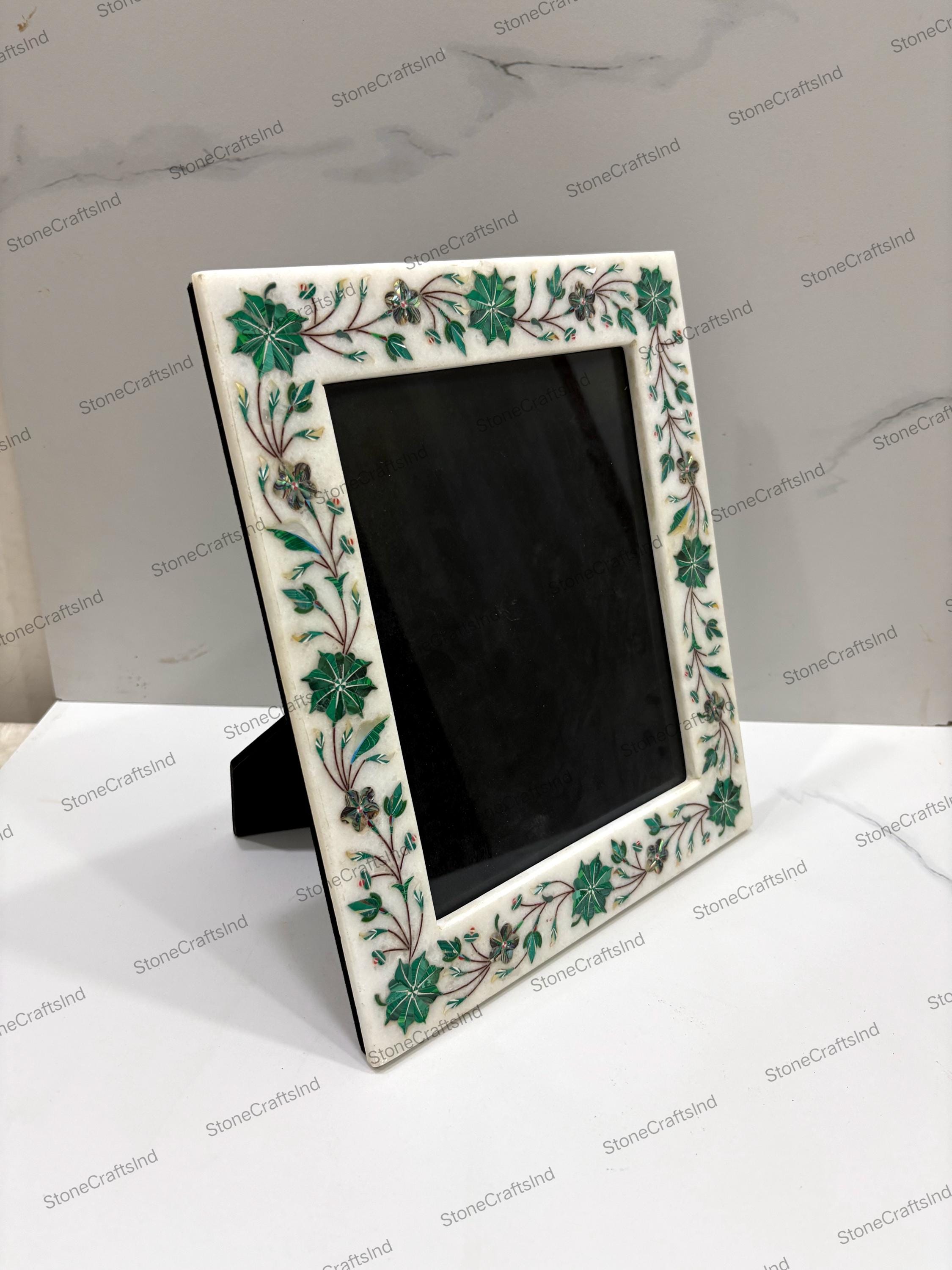 Marble Inlaid Picture Frame With Natural Malachite Stone