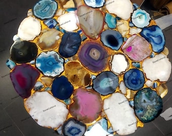 Mix Agate Coffee Table Top, Semi-Precious Stone Furniture