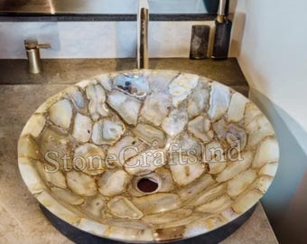 Natural Agate Stone Vessel Sink - Luxury Bathroom Wash Basin