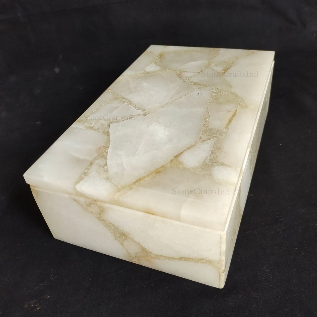 Natural White Quartz Jewelry Box Crystal Jewelry Box Gift for Home