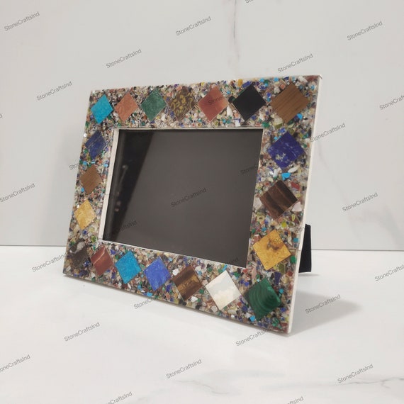 額縁 Picture Stone with Frame Handmade Gemstone Picture Frame, Family Photo Decor - Etsy