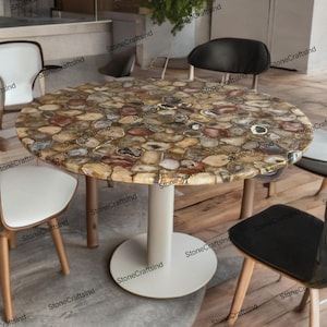 Agate Table Top / Round Agate Stone Coffee Dining Table Top /  Stone Living Room Center Table / End Table / Home Decor Furniture