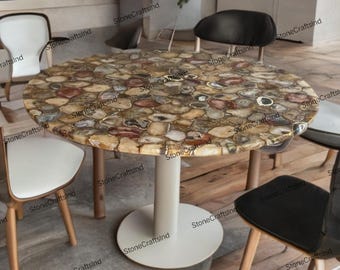 Round Agate Stone Table Top, Home Decor Furniture