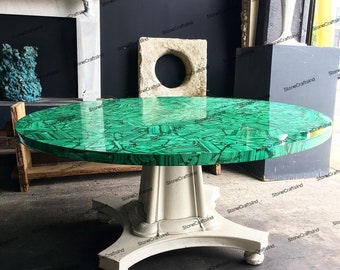 Handmade Malachite Dining Table Top: Natural Stone, Random Work