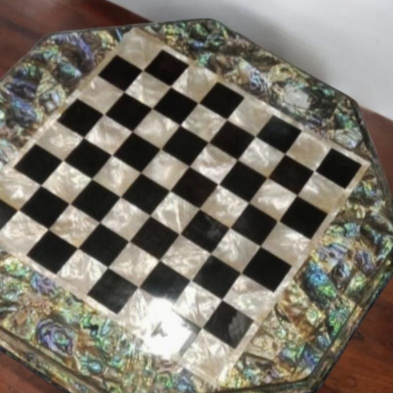 【引き取り限定】大理石チェステーブル アワビ貝のチェステーブルセット（大理石の駒付き） - Etsy 日本