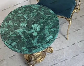 Malachite Table Top, Natural Stone Art, Kitchen & Dining Furniture