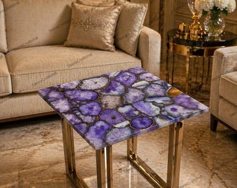 Tablero de mesa de ágata hecho a mano – Mesa de centro y comedor de lujo – Muebles de piedra natural