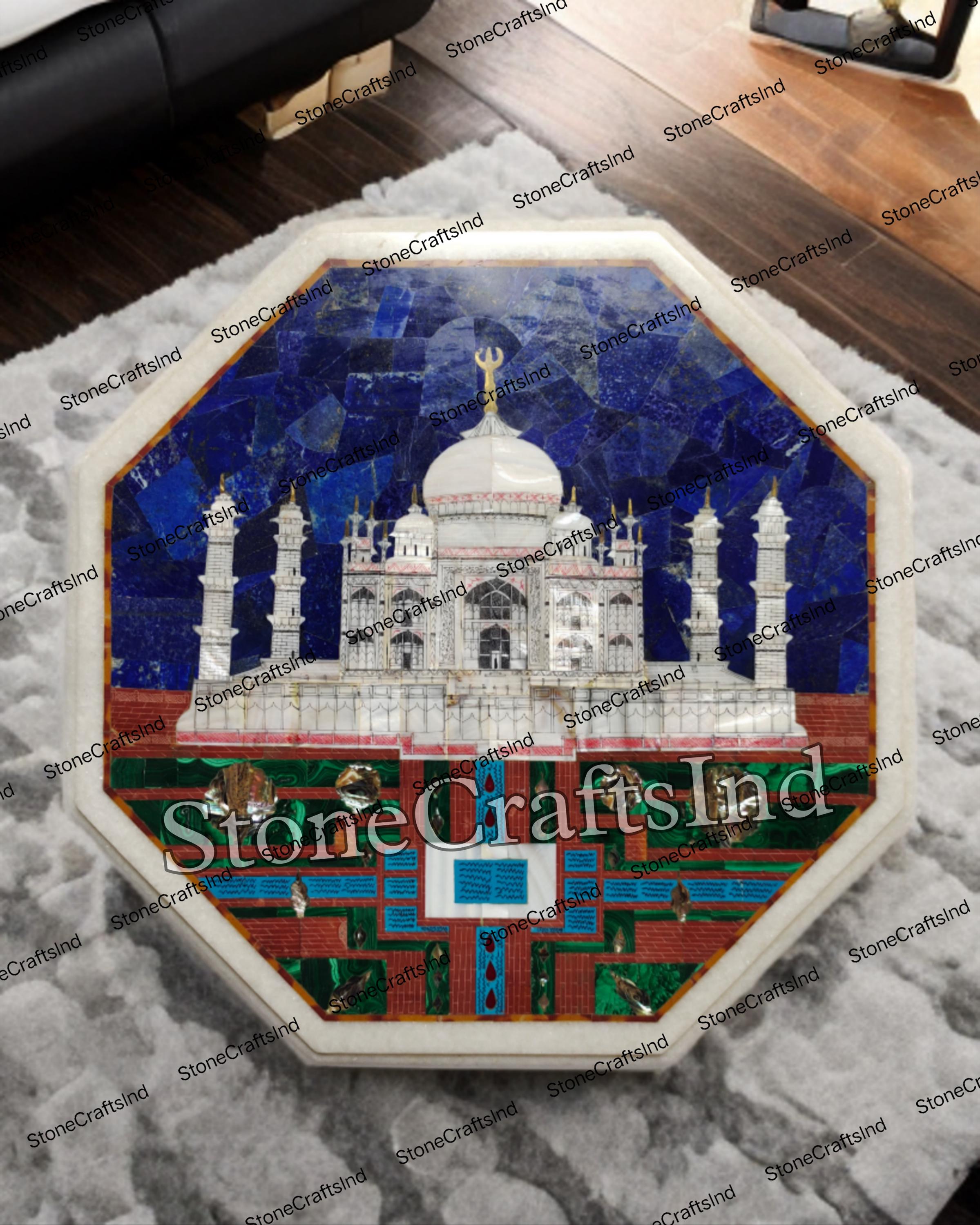 Taj Mahal Marble Inlay Table Top, Semiprecious Stone Art - Etsy