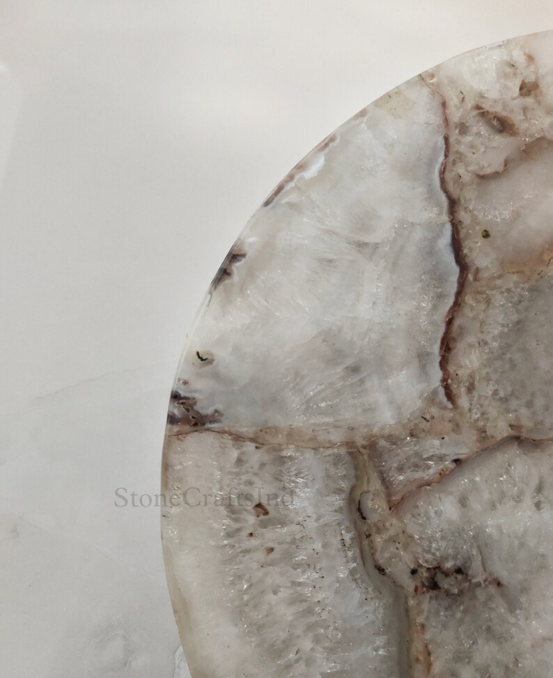 White Agate Cheese Board Natural Agate Round Cheese Board Etsy