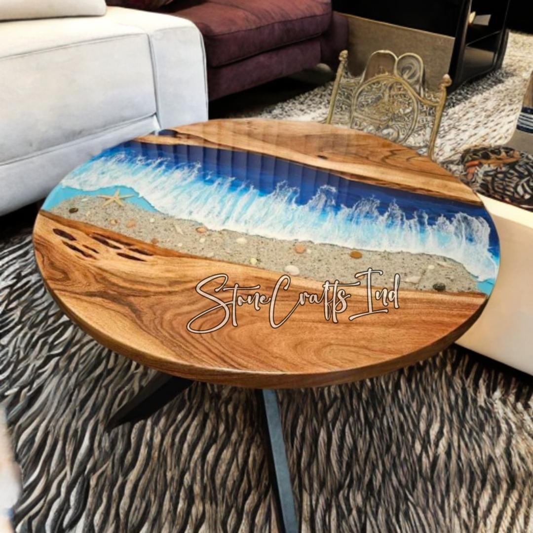 Handmade Epoxy Ocean Coffee Table, Wood and Resin Centerpiece - Etsy UK
