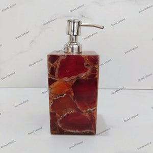 Red Onyx Kitchen & Bathroom Soap Dispenser / Handmade Gemstone Bathroom Accessories / Bathroom Decor / Stone Bath Accessories Collection