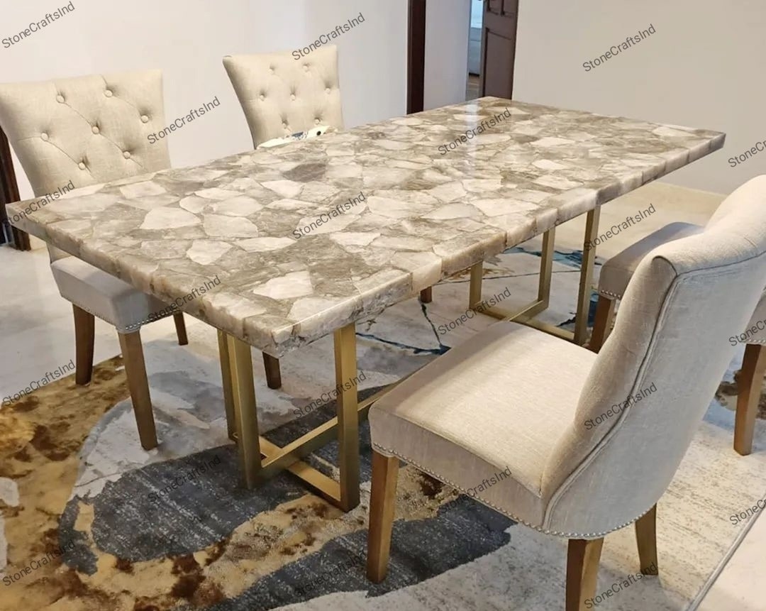 Smoky Quartz Dining Table Top, Natural Smoky Crystal Quartz Hallway