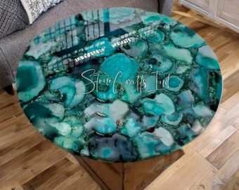 Green Agate Stone Table Top, Round Center Table, Home Furniture