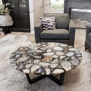 Agate Stone Coffee Center Table Top / Round Stone Kitchen & Dining Table / Agate Sofa Table for Living Room / Agate Table Home Furniture