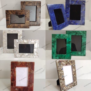 Natural Gem Stones Picture Frames, Handmade Family Photo Frame, Picture Frame for Gifting, Christmas Gift, Wedding Gifts, Home Decor