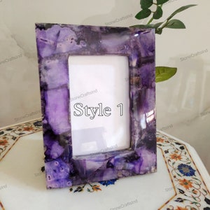 May include: Purple agate picture frame with a white mat and the text "Style 1" in black.