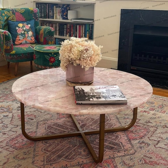 Pink marble coffee table discount