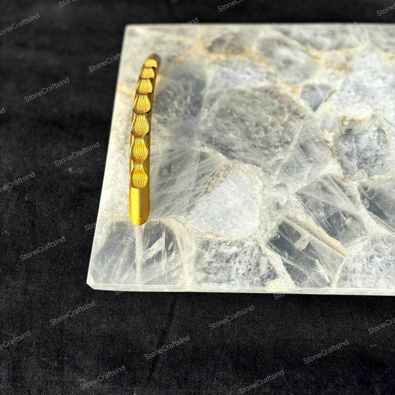 White Quartz Serving Tray / Luxury Handmade Decorative Table