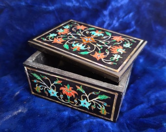 Black onyx Jewelry Box / Black Marble Vintage Box / Antique Jewelry Box Gift for Home / Jewelry Storage / Stone Box / Christmas Gifts