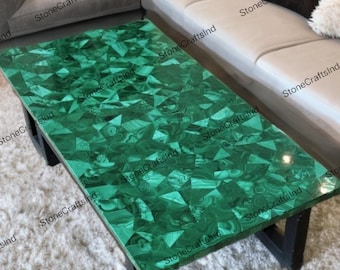 Handmade Malachite Coffee Table, Marquetry Stone, Living Room Center Table